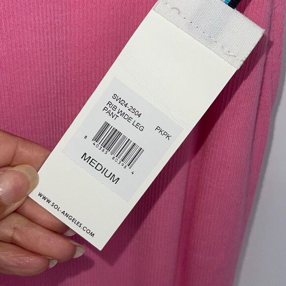 SOL ANGELES RIB WIDE LEGGED PANT Punk Pink Size Medium NWT‎ - Picture 7 of 11